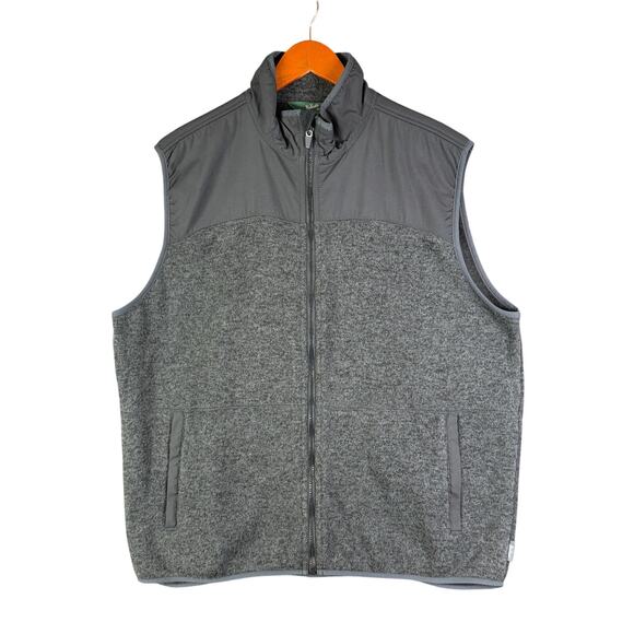 Woolrich Grindstone Fleece Woven Vest Gray Black Heather Outdoor Mens XL EUC - Picture 1 of 7